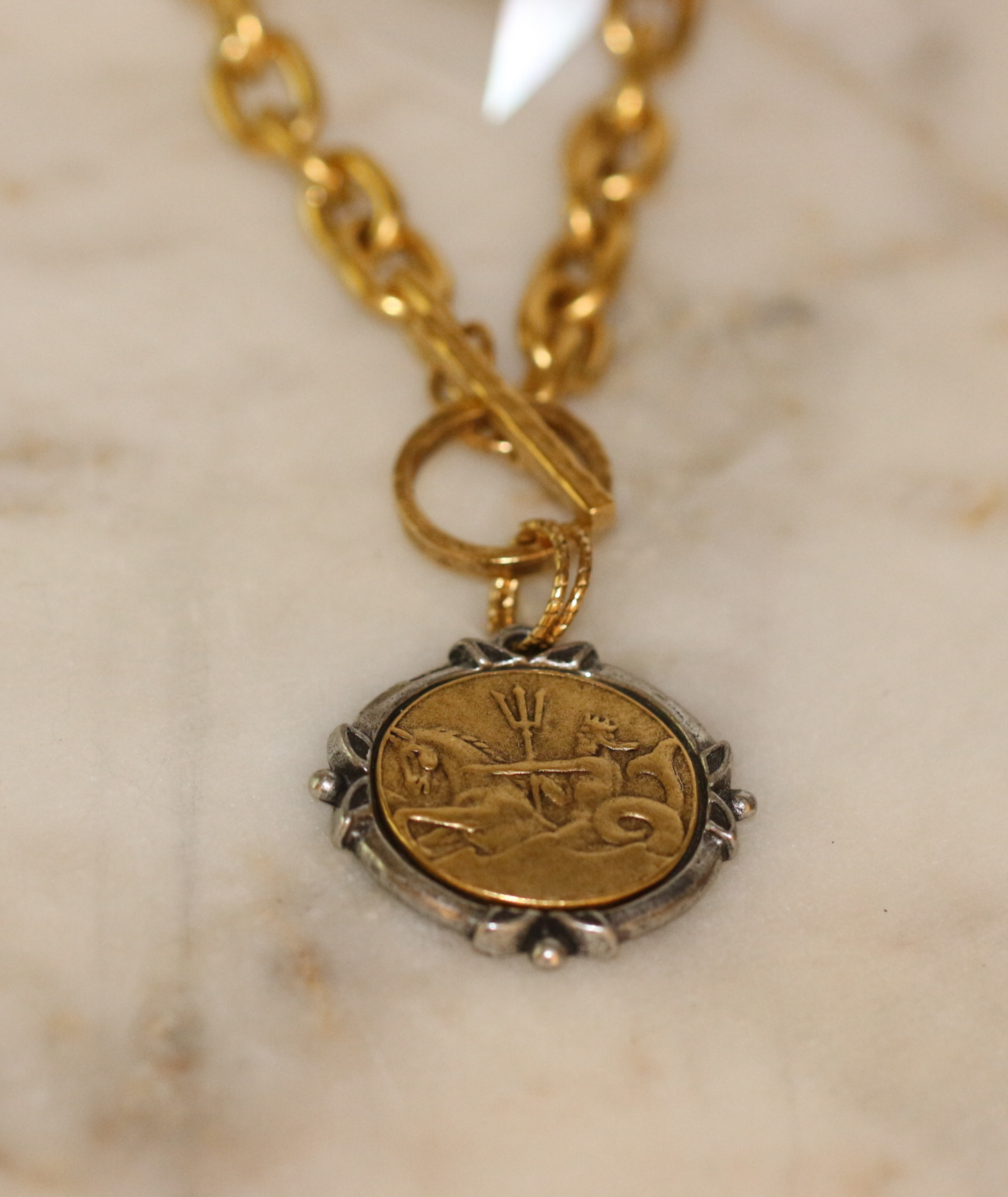 Neptune Coin Necklace - 24k Gold Plated Pewter Deep South Originals