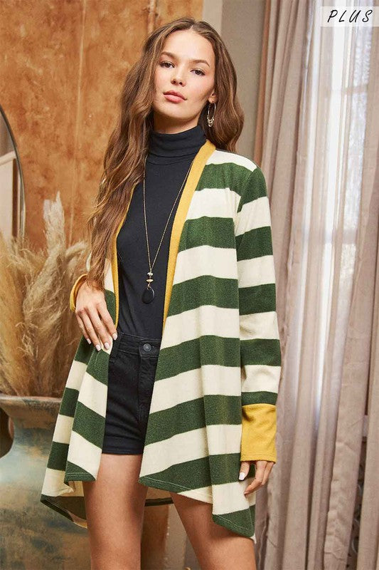 Open Front Striped Draped Cardigan Shop Style & More | Fresh Looks, Everyday Deals & Free Shipping