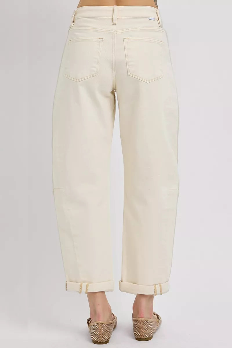 RISEN High Rise Relaxed Barrel Cuffed Jeans West2East Surf