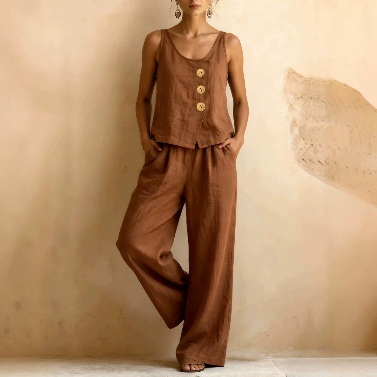 Women's Sleeveless Tank Top & Pants Two-Piece Set FitiqueFit