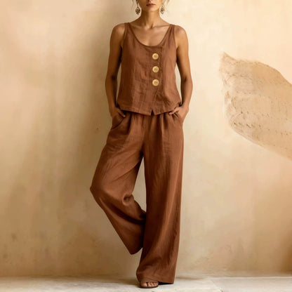 Women's Sleeveless Tank Top & Pants Two-Piece Set FitiqueFit