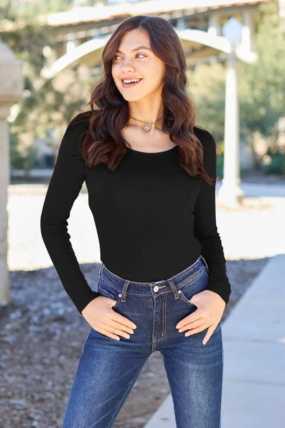 Basic Bae Full Size Round Neck Long Sleeve Bodysuit New Era Fashion LLc