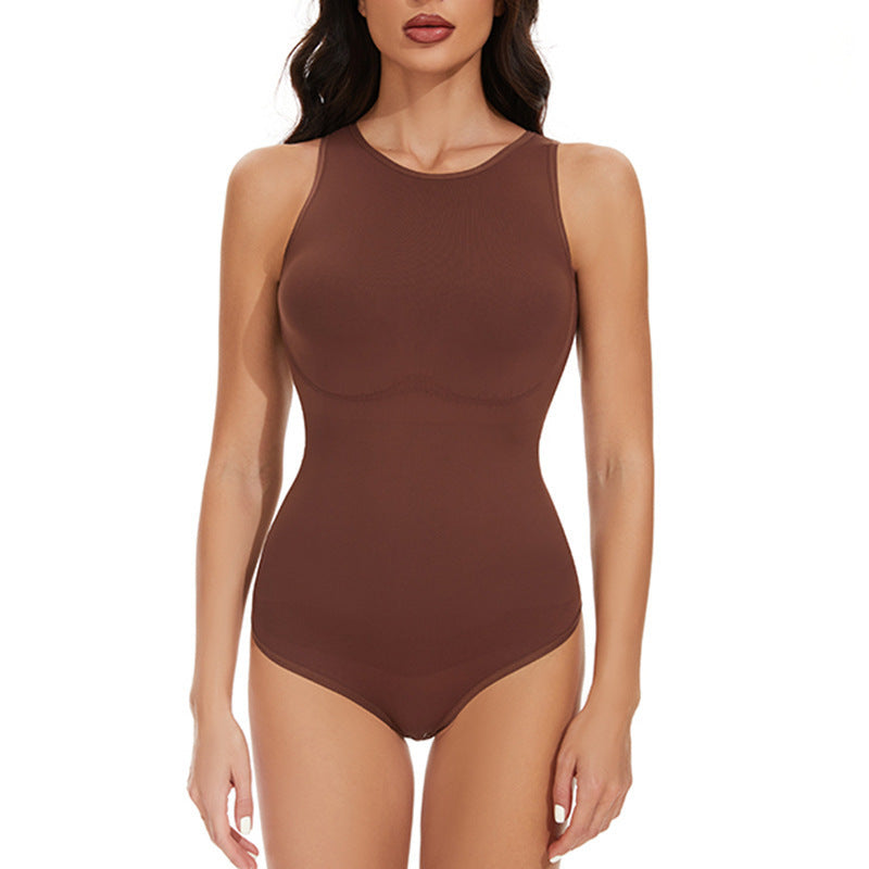 Shaping Tight Belly Trimming Vest Solid Color Round Neck Jumpsuit Grayceful LLC