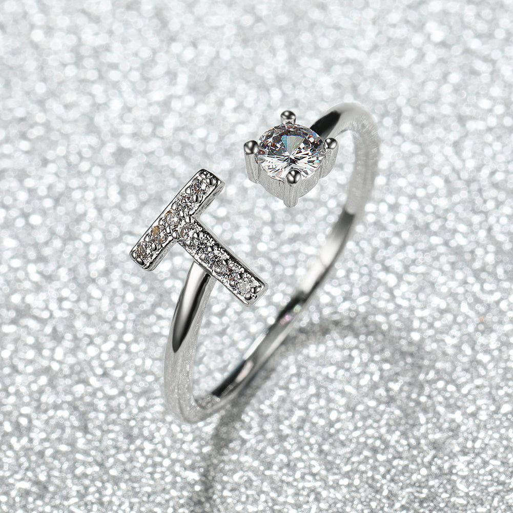 Popular Fashion Silvery AZ Letter Ring Initials Wedding Love Couple Rings Bridesmaid Gift NovaCart