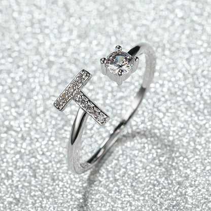 Popular Fashion Silvery AZ Letter Ring Initials Wedding Love Couple Rings Bridesmaid Gift NovaCart
