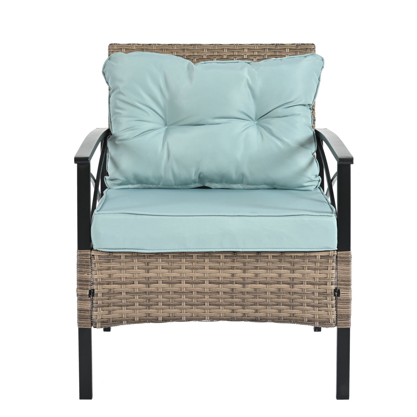 Patio Furniture, Outdoor Furniture, Seasonal PE Wicker Furniture, Four Set Wicker Furniture With Black Metal Table V.I.P Digital Presence
