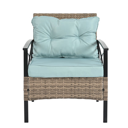 Patio Furniture, Outdoor Furniture, Seasonal PE Wicker Furniture, Four Set Wicker Furniture With Black Metal Table V.I.P Digital Presence