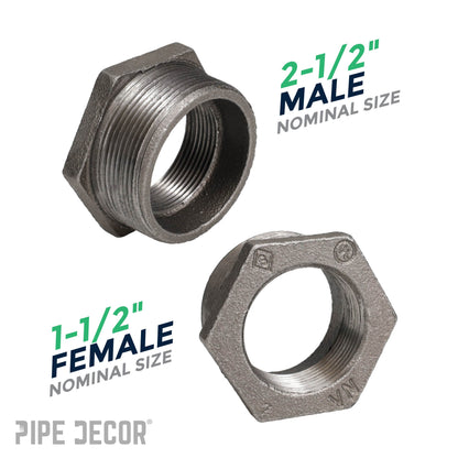 2 1/2 in. x 1 1/2 in. Black Bushing PIPE DECOR