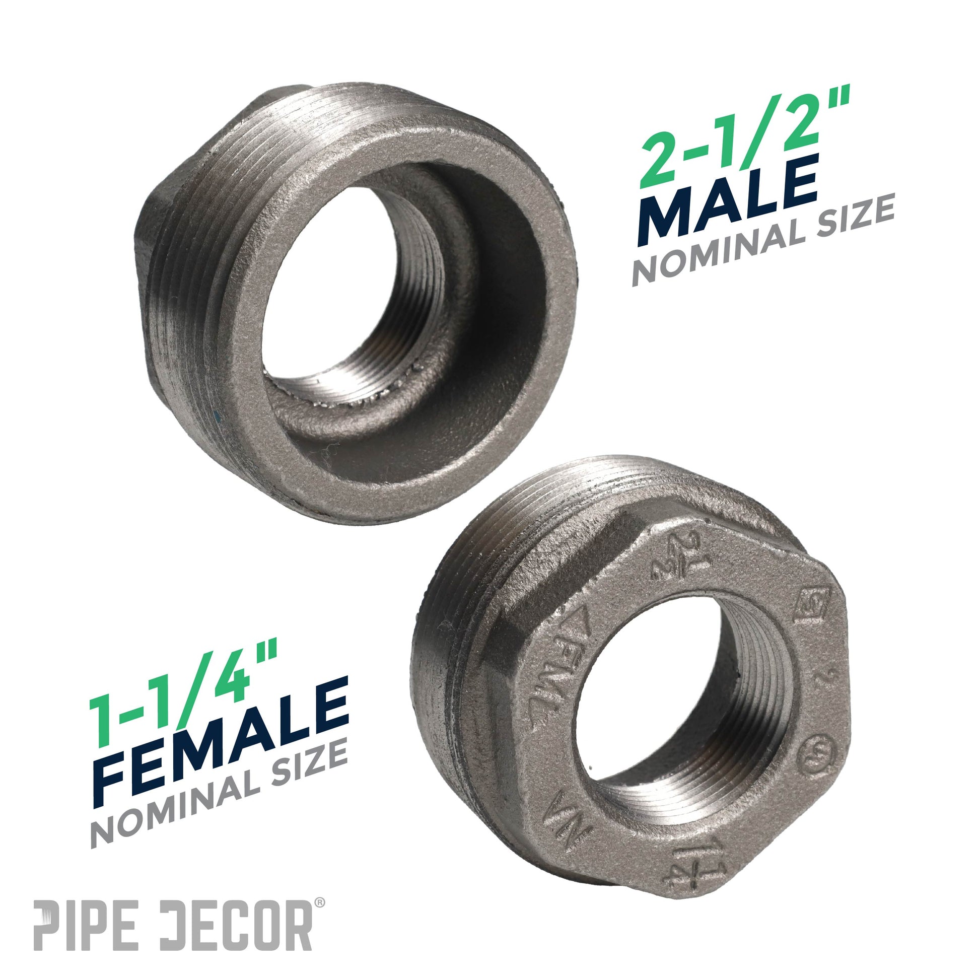 2 1/2 in. x 1 1/4 in. Black Bushing PIPE DECOR