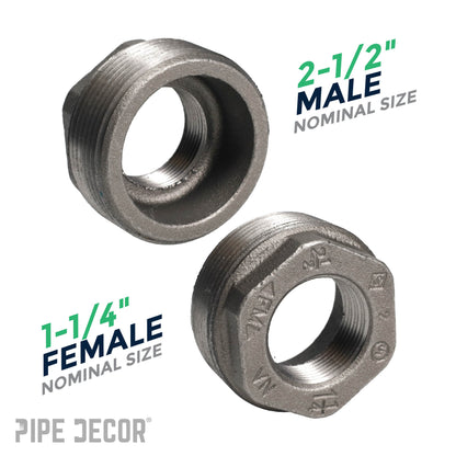 2 1/2 in. x 1 1/4 in. Black Bushing PIPE DECOR