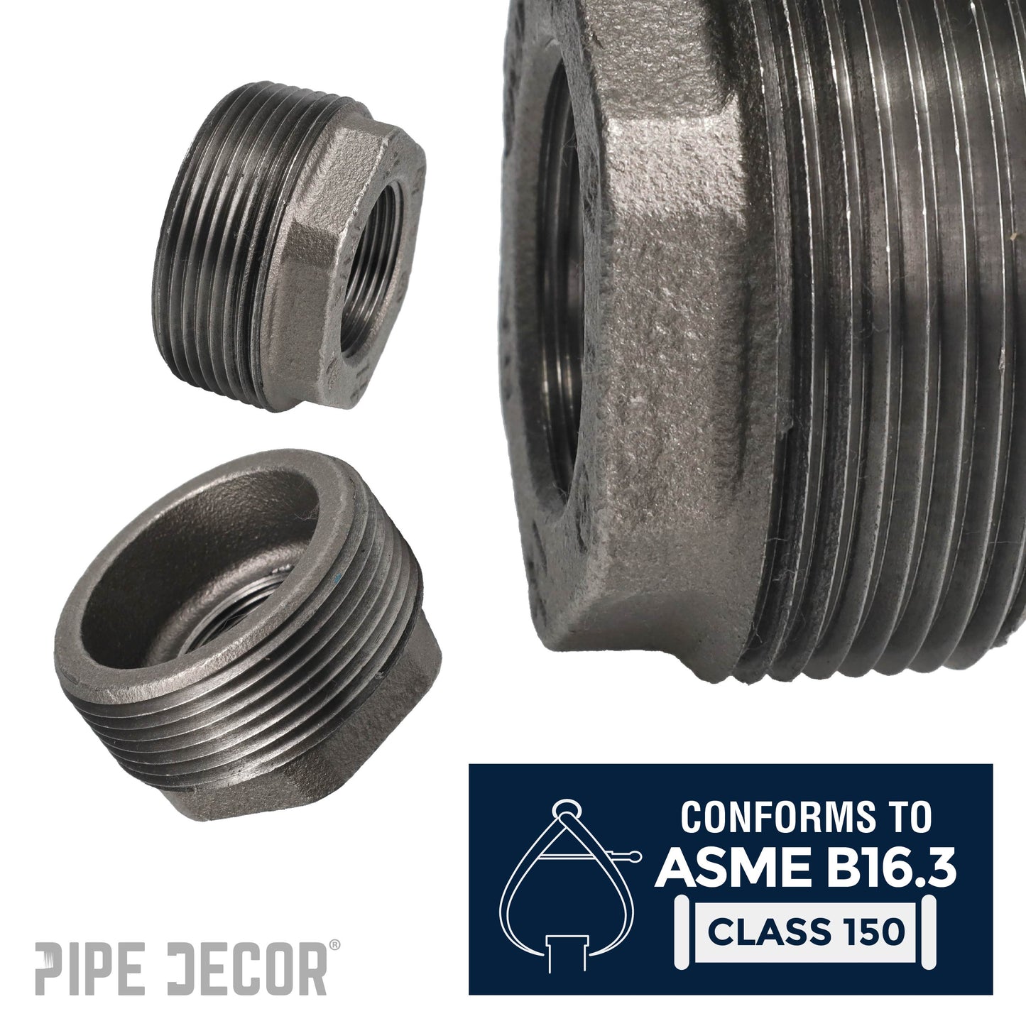 2 1/2 in. x 1 1/4 in. Black Bushing PIPE DECOR