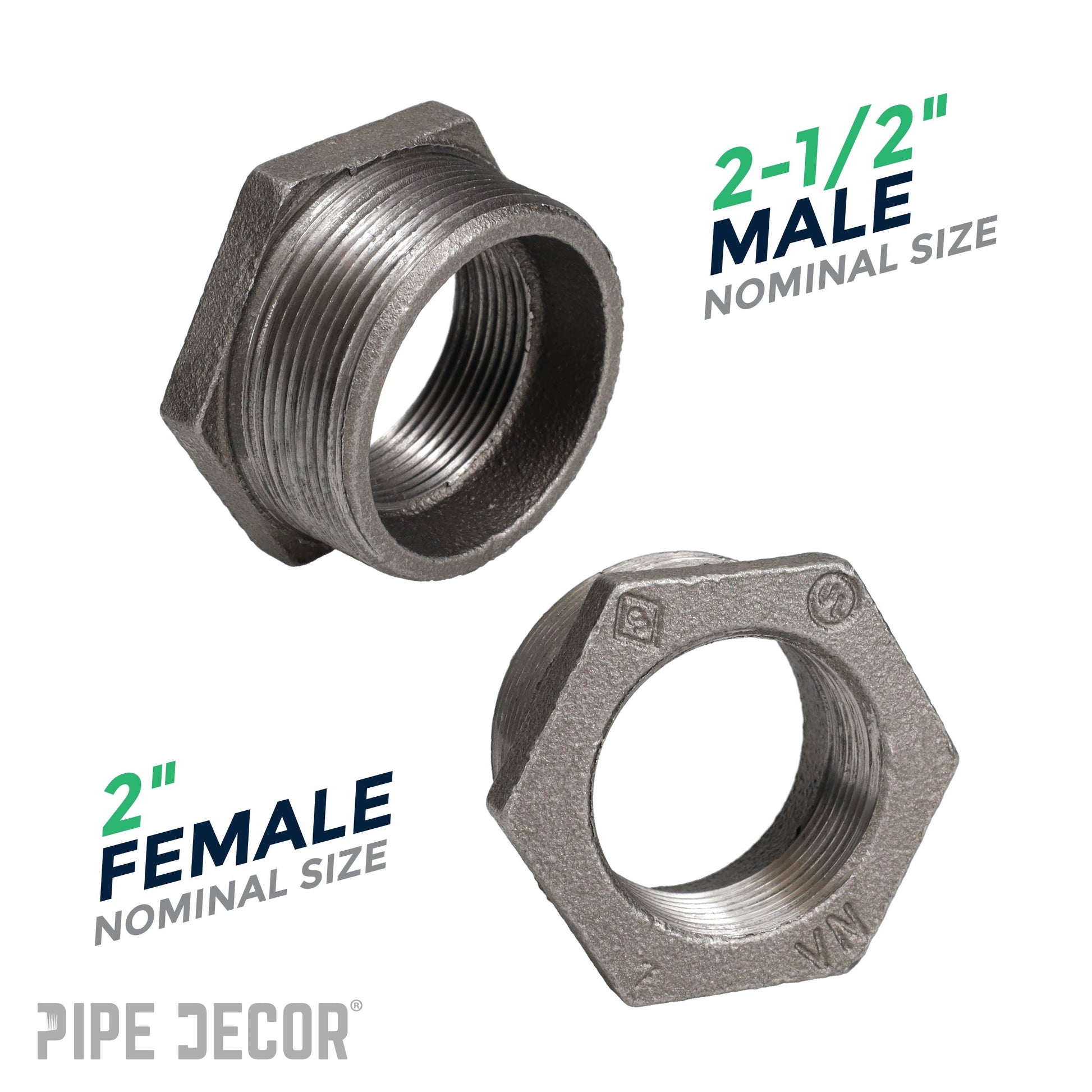2 1/2 in. x 2 in. Black Bushing PIPE DECOR