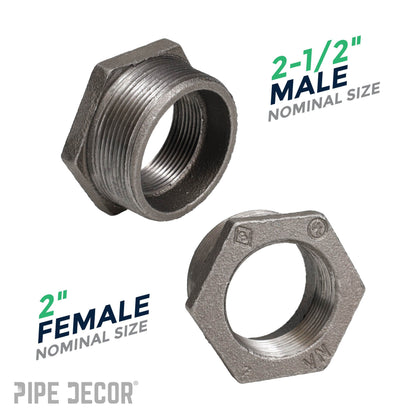 2 1/2 in. x 2 in. Black Bushing PIPE DECOR