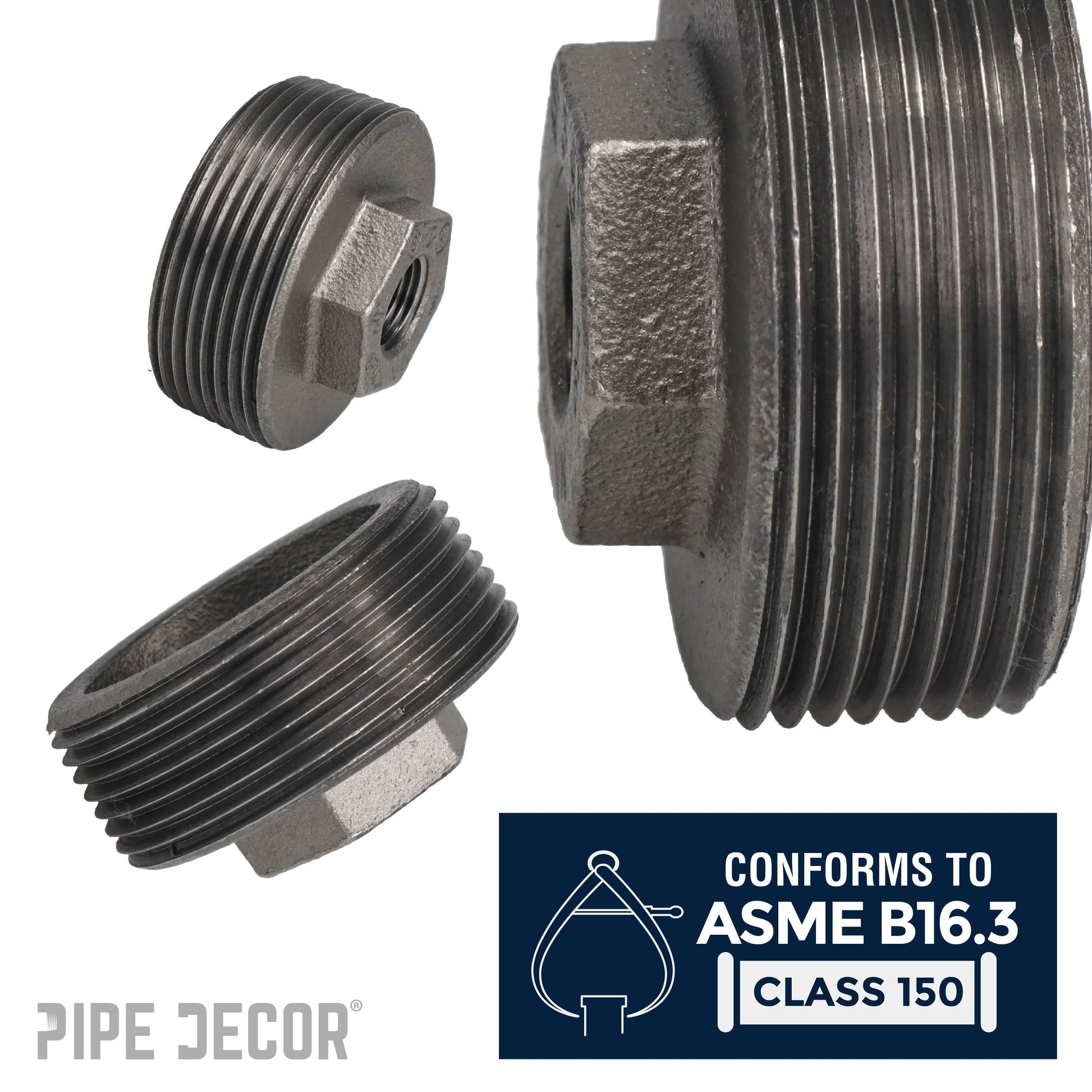 2 1/2 in. x 3/4 in. Black Bushing PIPE DECOR