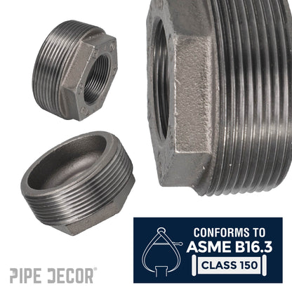 3 in. x 1 1/2 in. Black Bushing PIPE DECOR