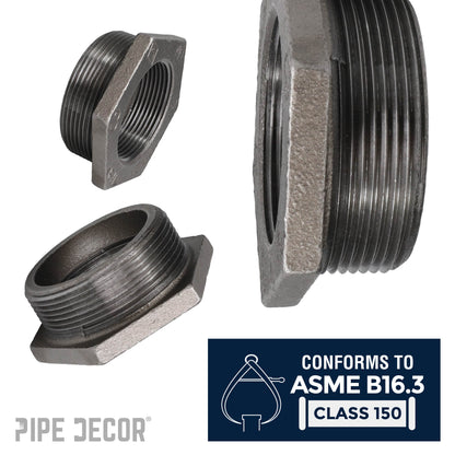 3 in. x 2 1/2 in. Black Bushing PIPE DECOR