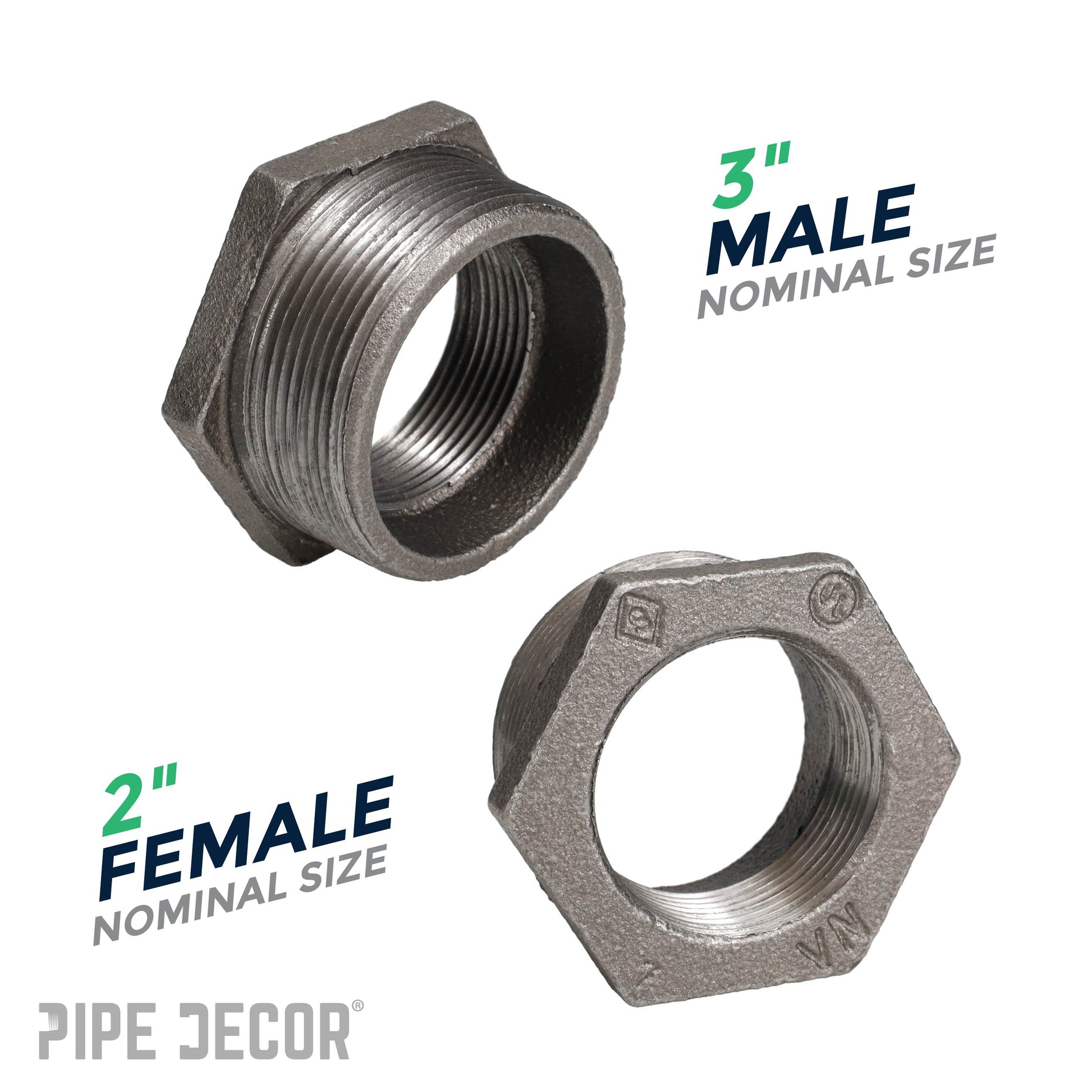 3 in. x 2 in. Black Bushing PIPE DECOR