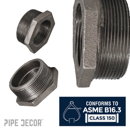 3 in. x 2 in. Black Bushing PIPE DECOR