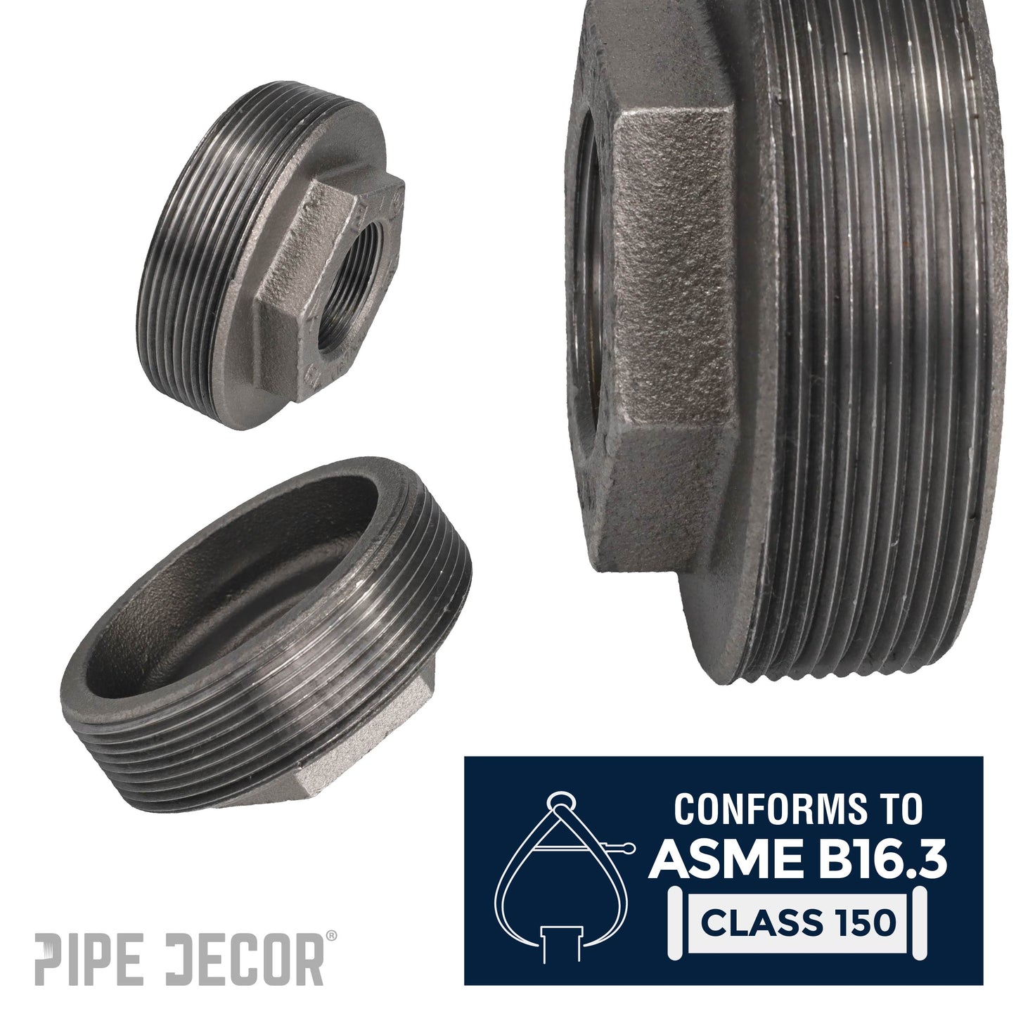 4 in. x 1 1/2 in. Black Bushing PIPE DECOR