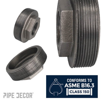 4 in. x 1 1/2 in. Black Bushing PIPE DECOR