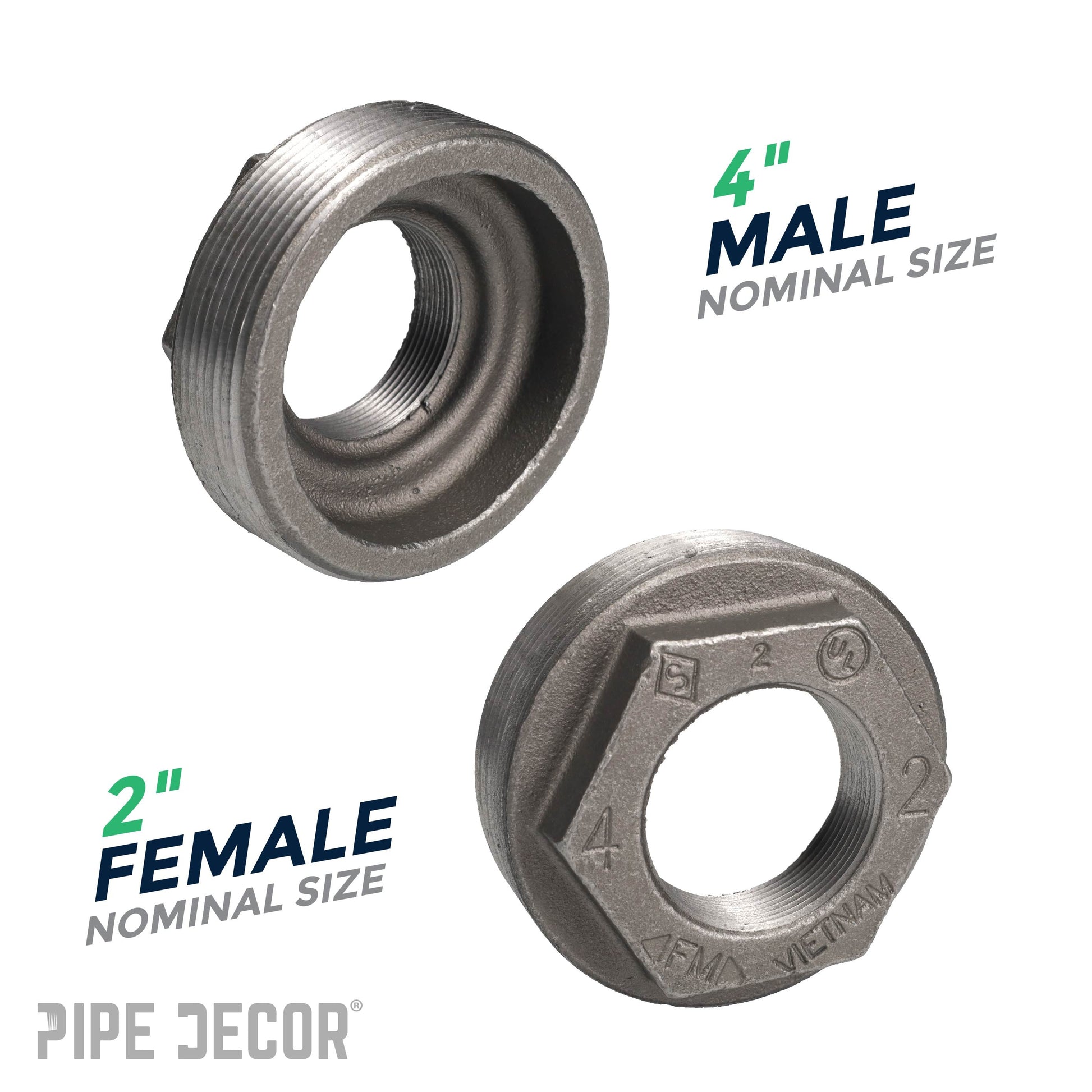 4 in. x 2 in. Black Bushing PIPE DECOR