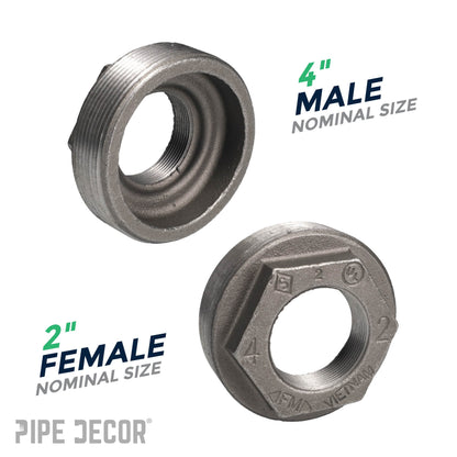 4 in. x 2 in. Black Bushing PIPE DECOR