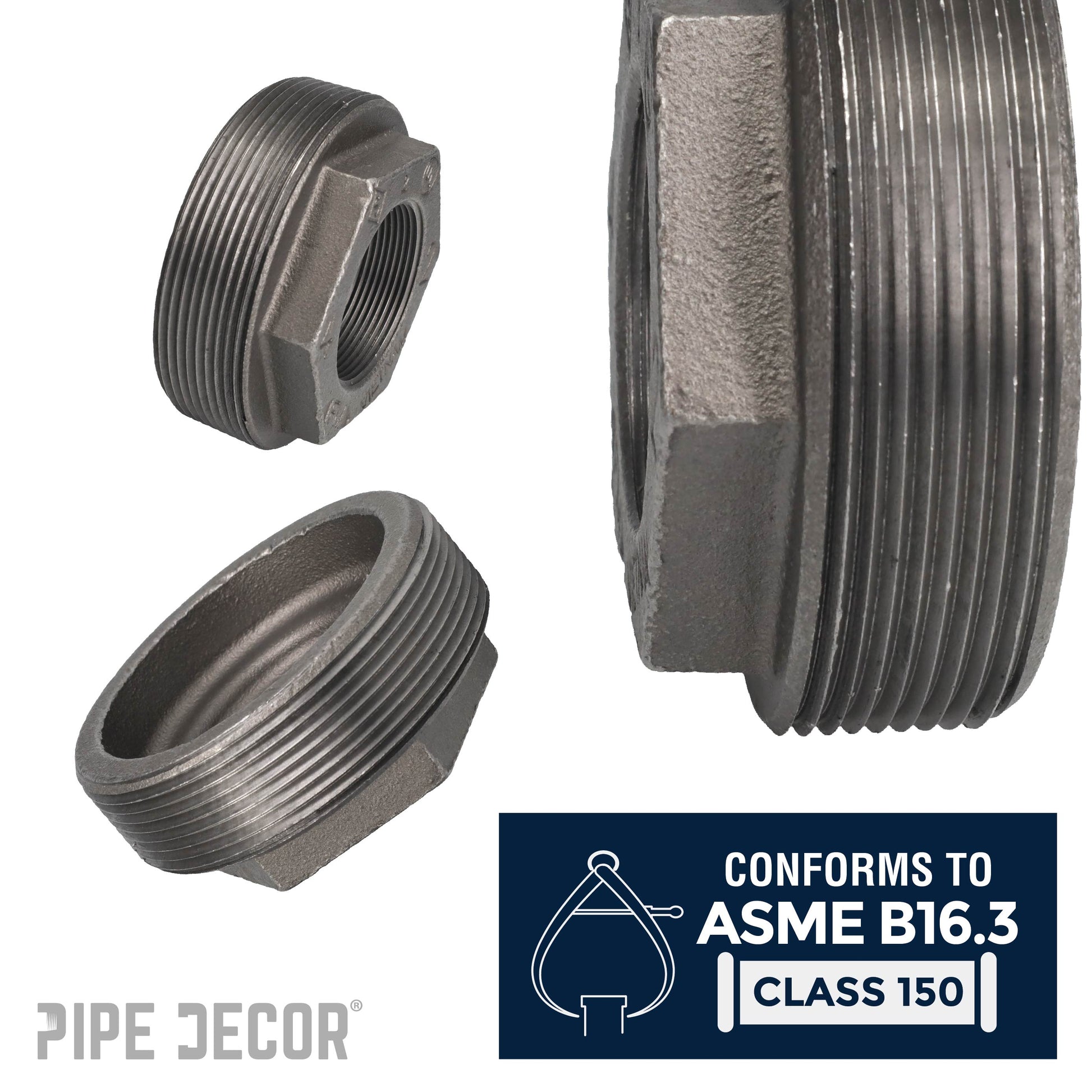 4 in. x 2 in. Black Bushing PIPE DECOR