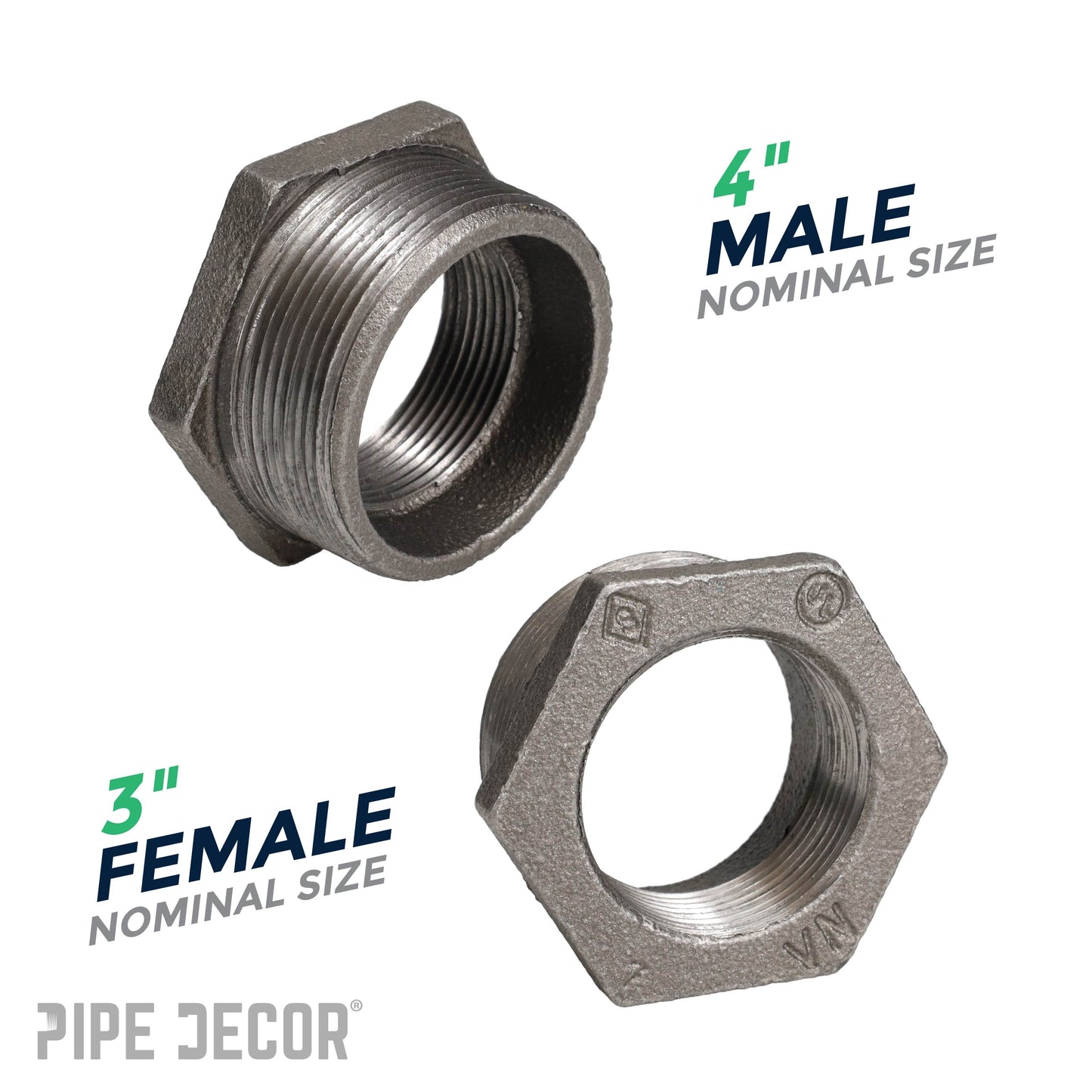 4 in. x 3 in. Black Bushing PIPE DECOR