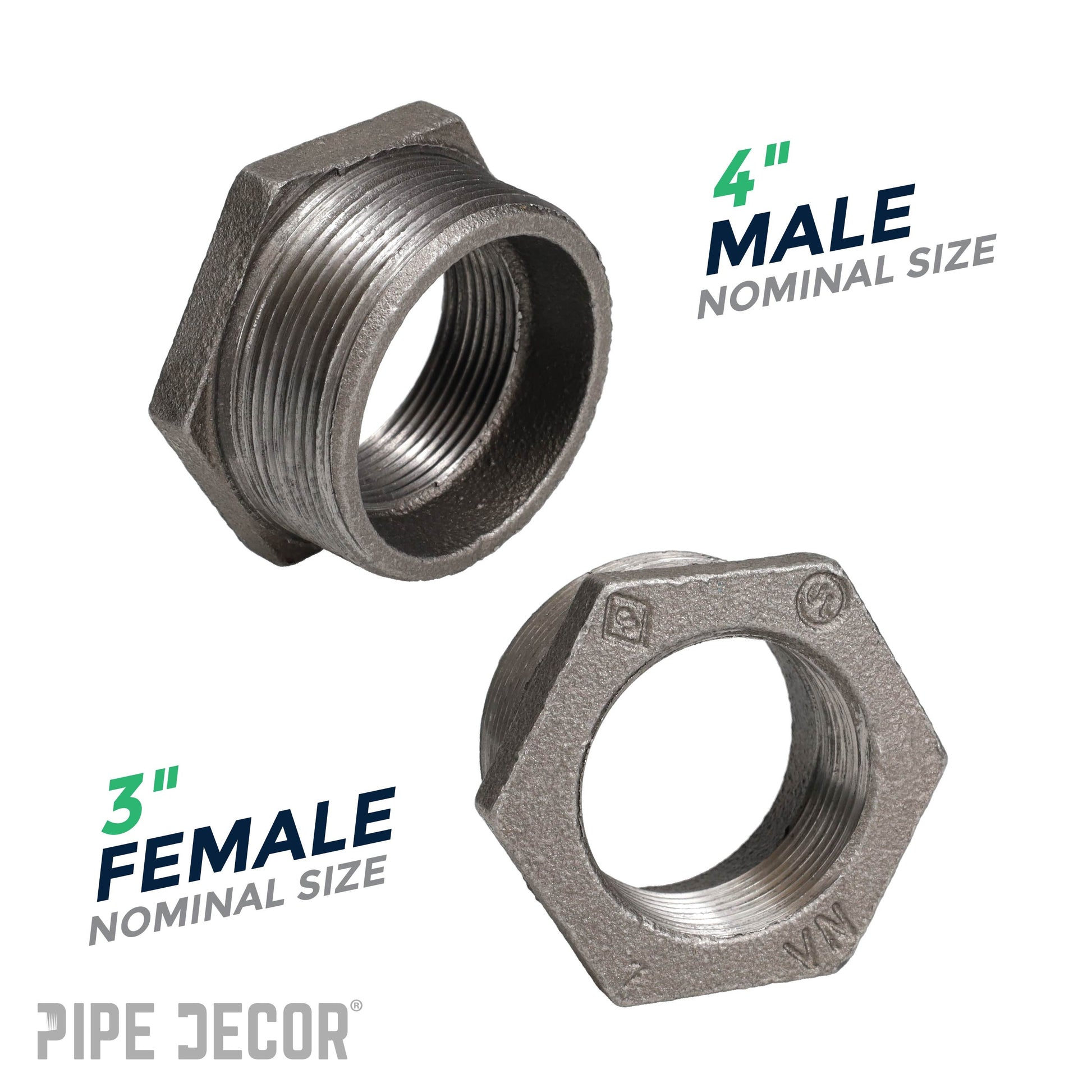 4 in. x 3 in. Black Bushing PIPE DECOR