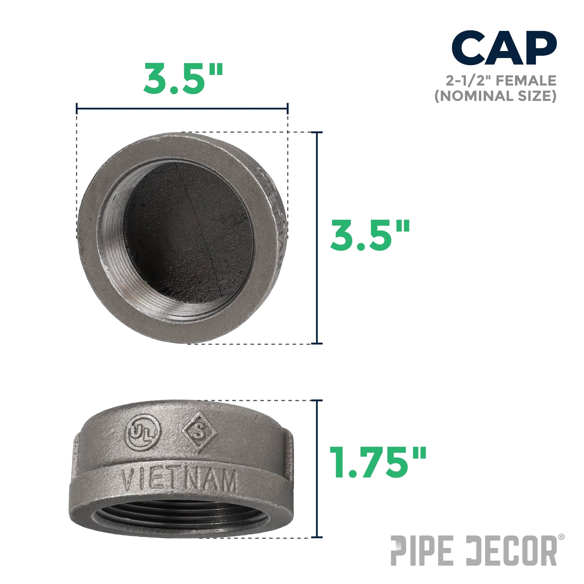 2 1/2 in. Black Cap PIPE DECOR