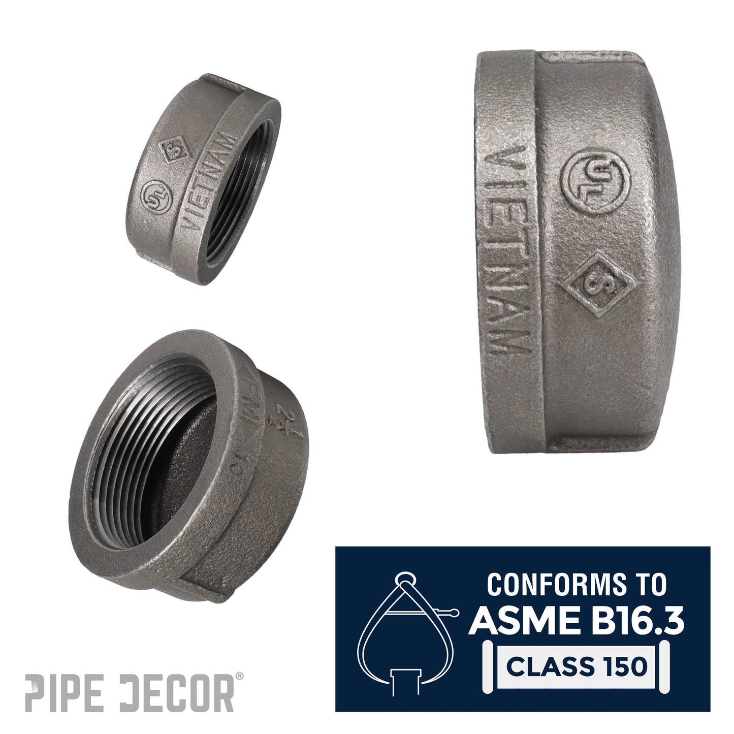 2 1/2 in. Black Cap PIPE DECOR