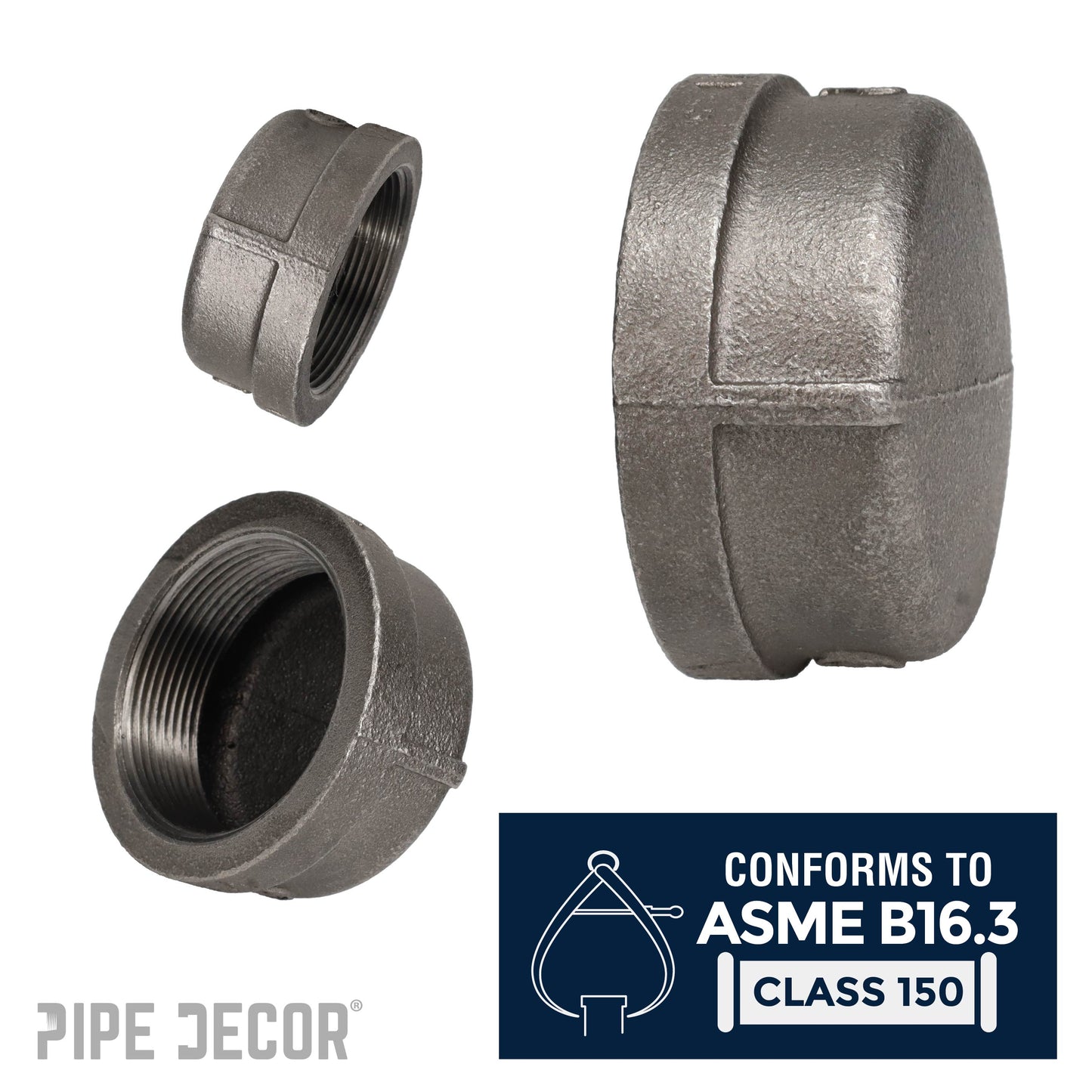 3 in. Black Cap PIPE DECOR