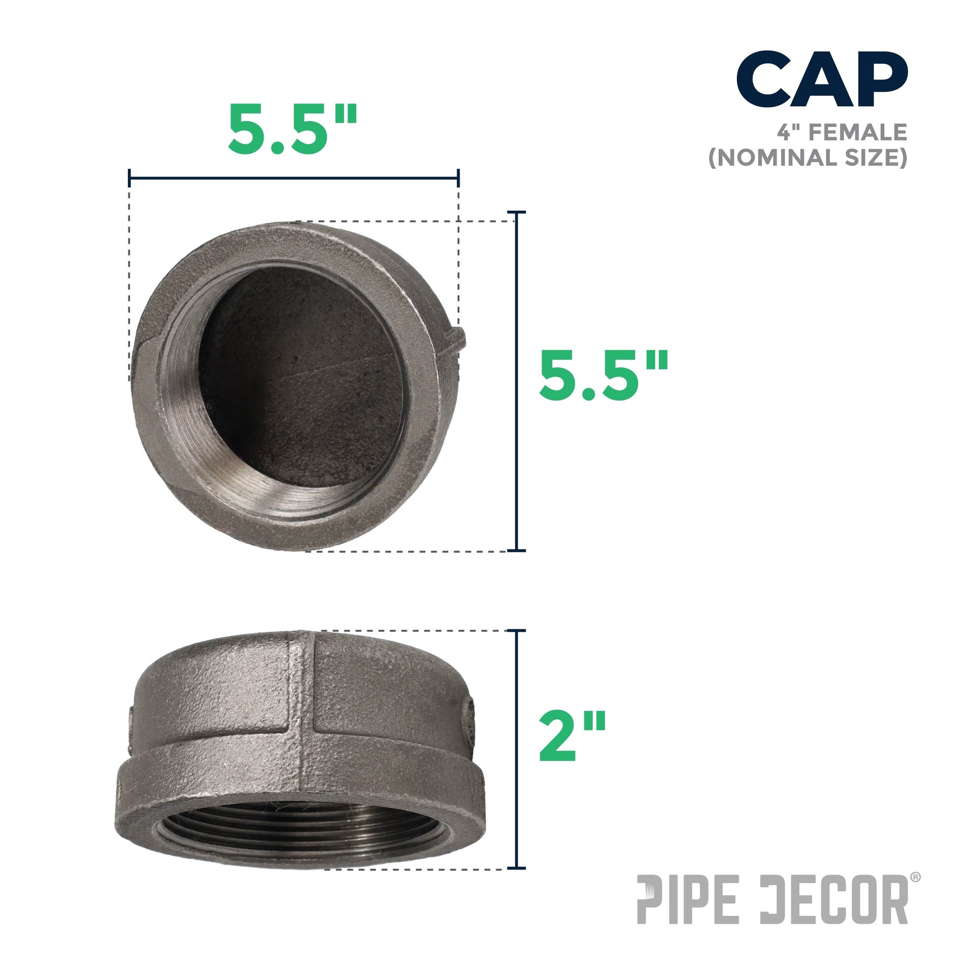 4 in. Black Cap PIPE DECOR