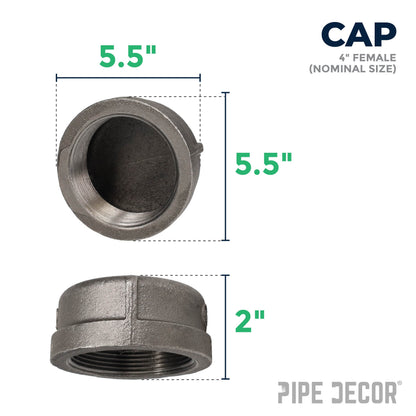 4 in. Black Cap PIPE DECOR