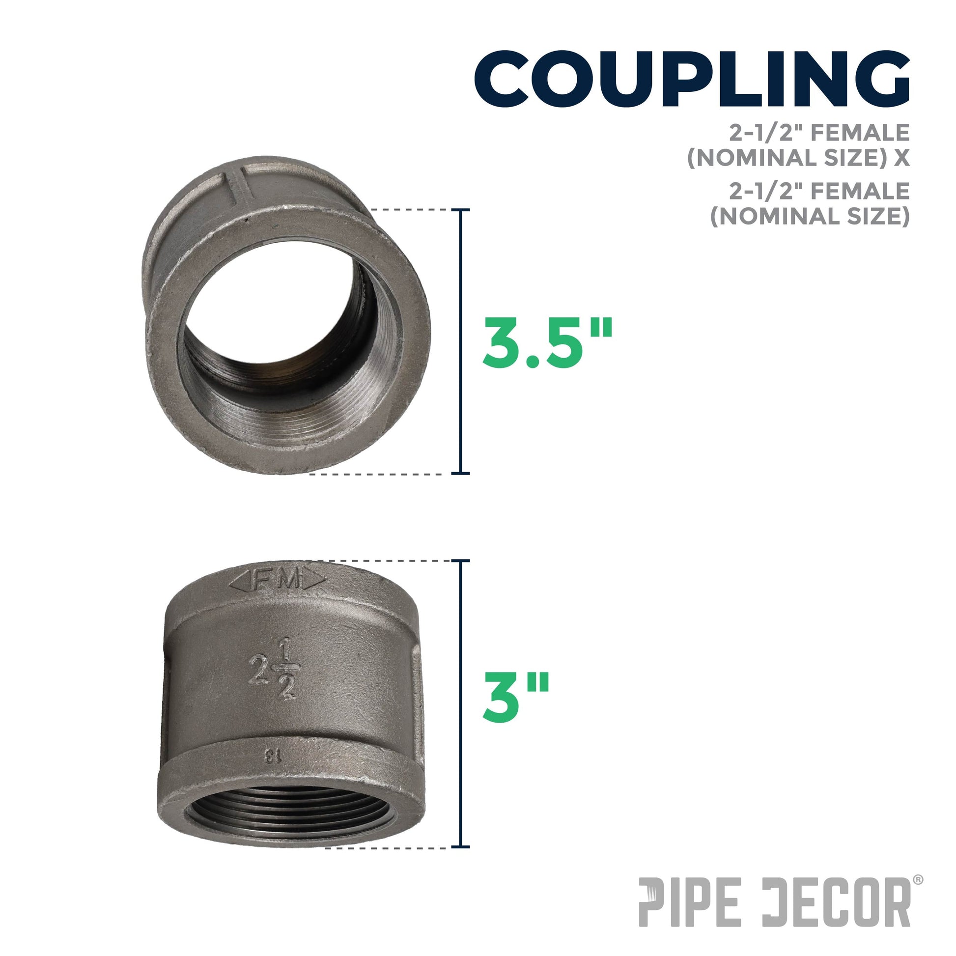 2 1/2 in. Black Coupling PIPE DECOR