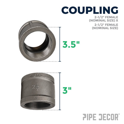 2 1/2 in. Black Coupling PIPE DECOR