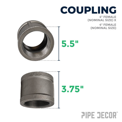 4 in. Black Coupling PIPE DECOR