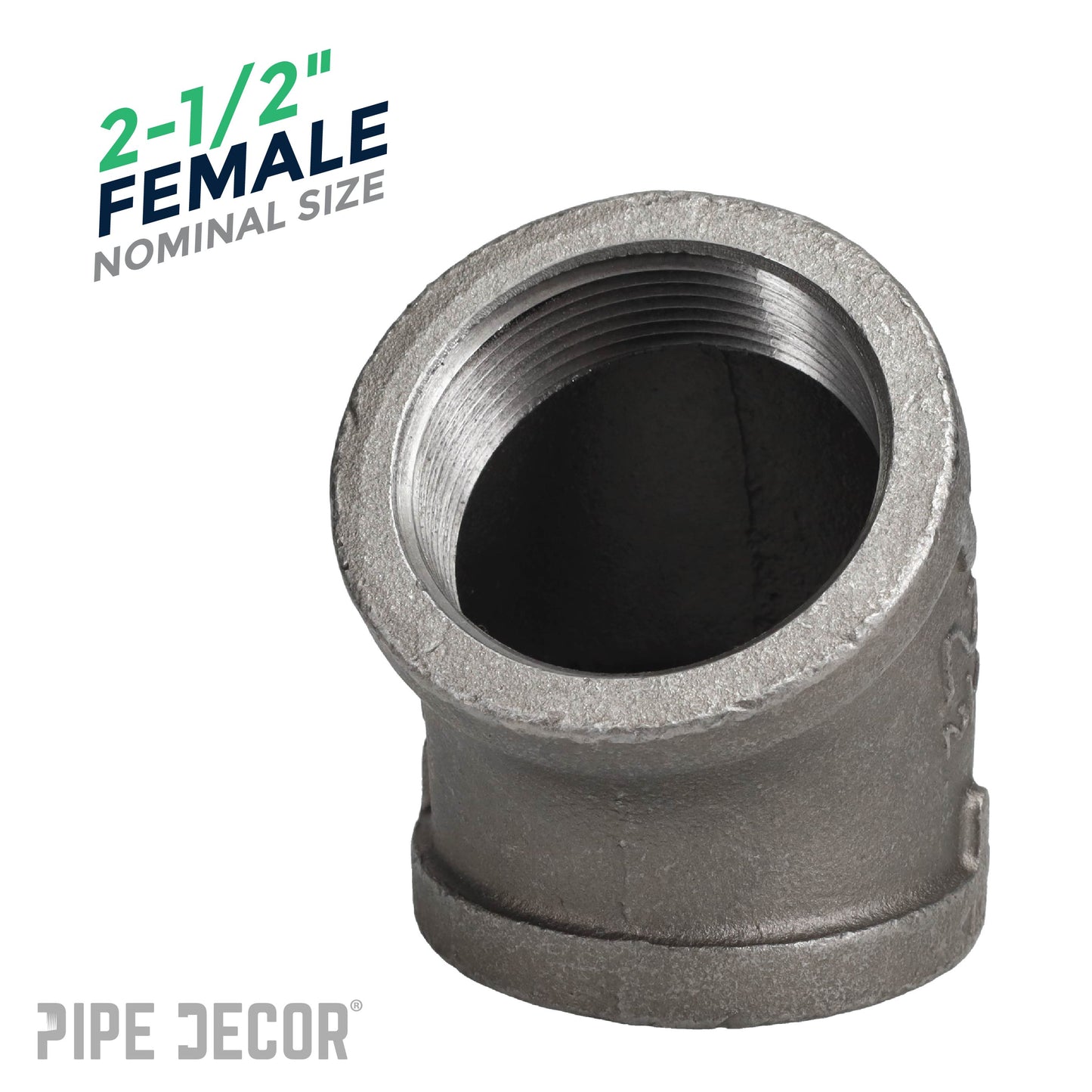 2 1/2 in. Black 45 Degree Elbow PIPE DECOR