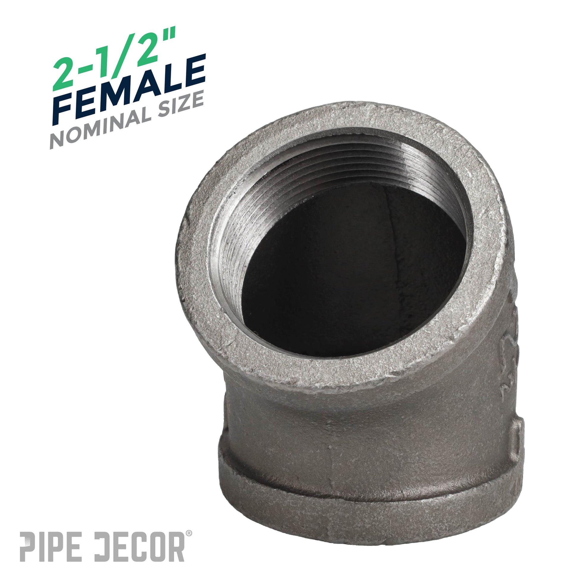 2 1/2 in. Black 45 Degree Elbow PIPE DECOR