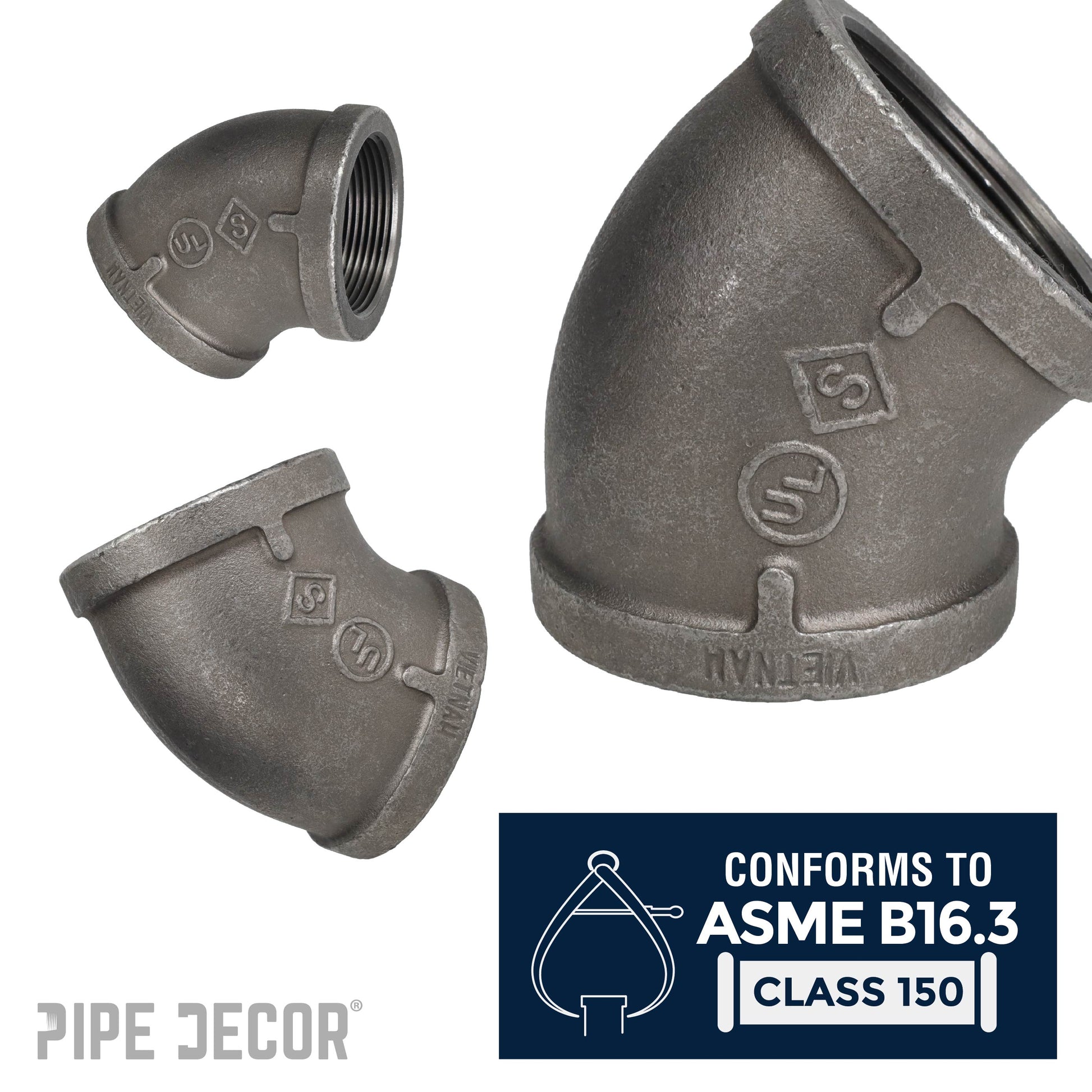 2 1/2 in. Black 45 Degree Elbow PIPE DECOR