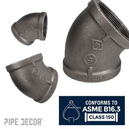 3 in. Black 45 Degree Elbow PIPE DECOR
