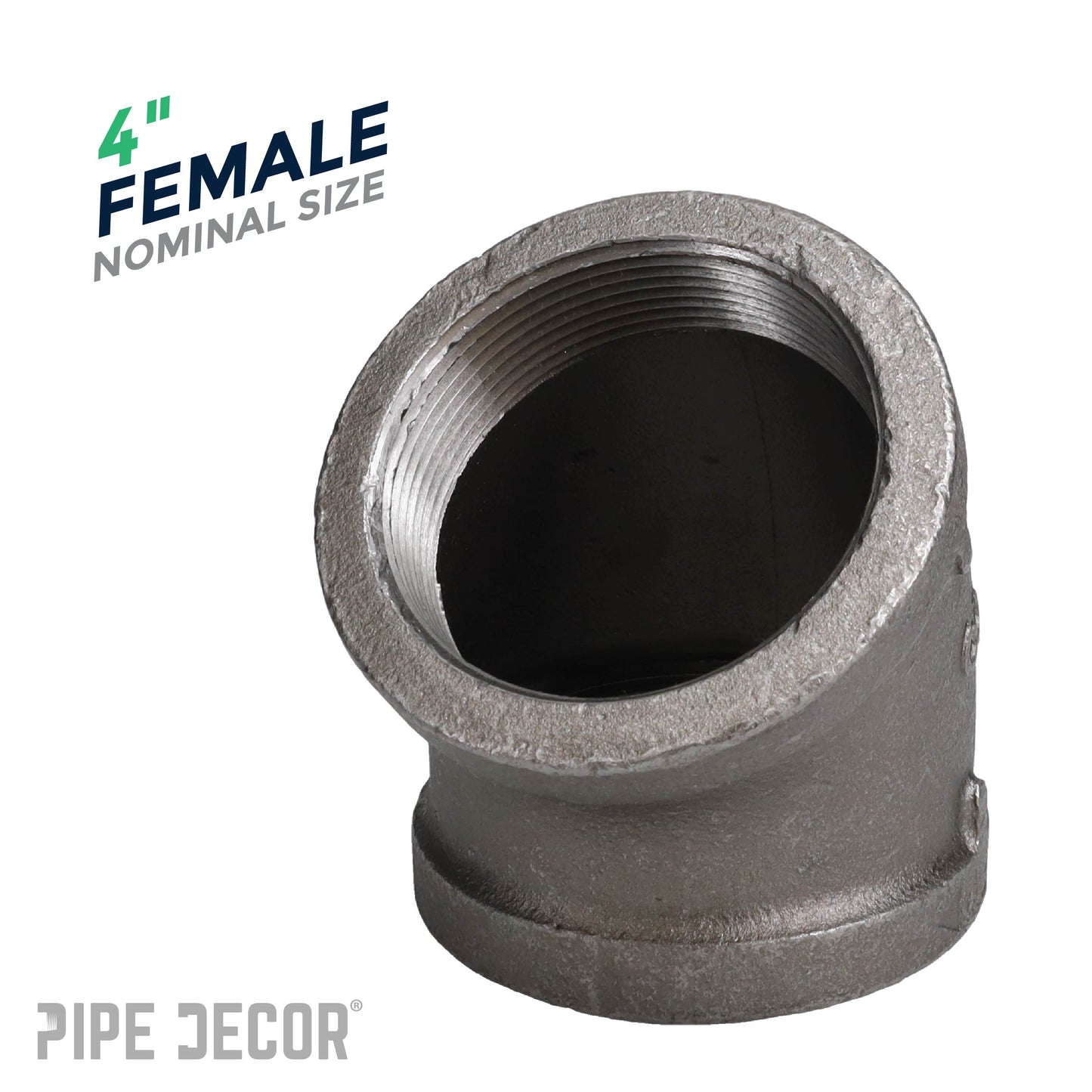 4 in. Black 45 Degree Elbow PIPE DECOR