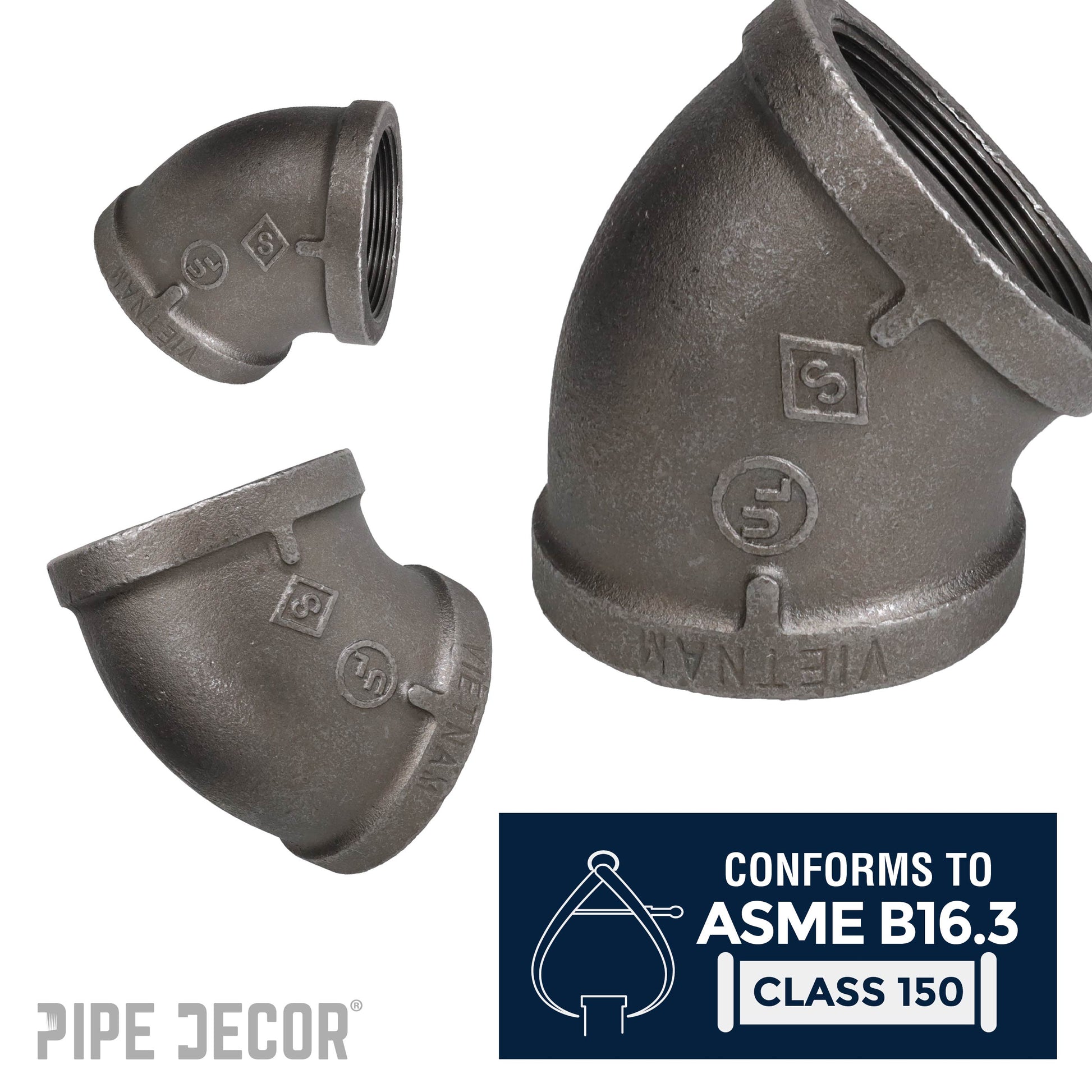 4 in. Black 45 Degree Elbow PIPE DECOR