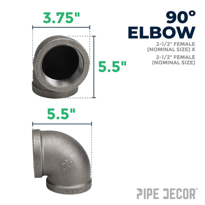 2 1/2 in. Black 90 Degree Elbow PIPE DECOR