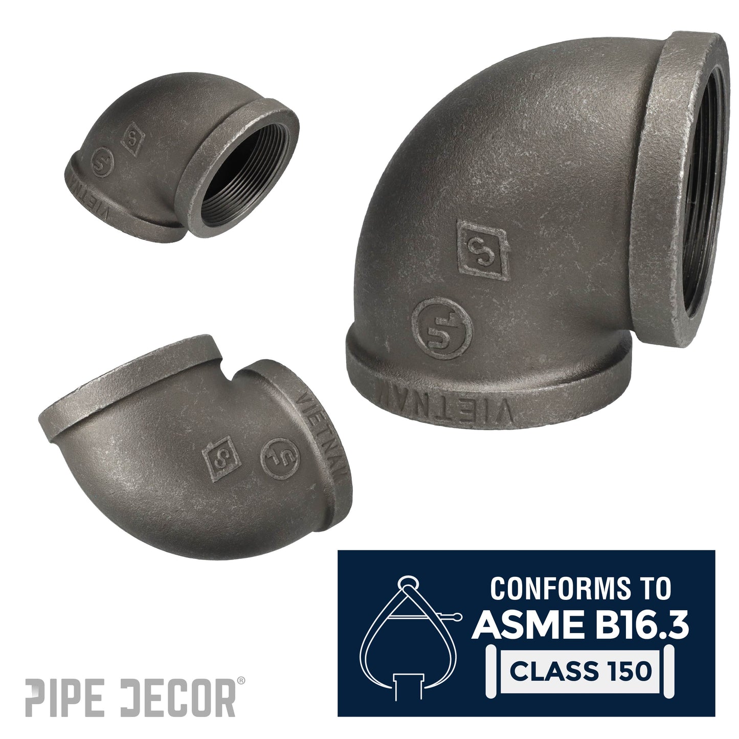 3 in. Black 90 Degree Elbow PIPE DECOR