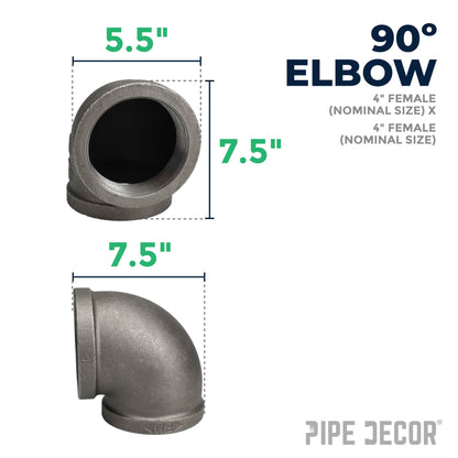 4 in. Black 90 Degree Elbow PIPE DECOR