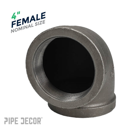 4 in. Black 90 Degree Elbow PIPE DECOR