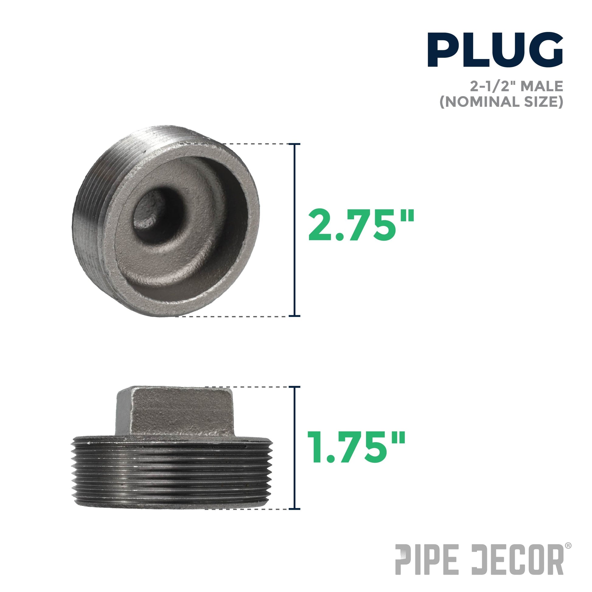 2 1/2 in. Black Plug PIPE DECOR