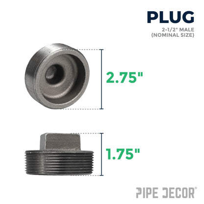 2 1/2 in. Black Plug PIPE DECOR