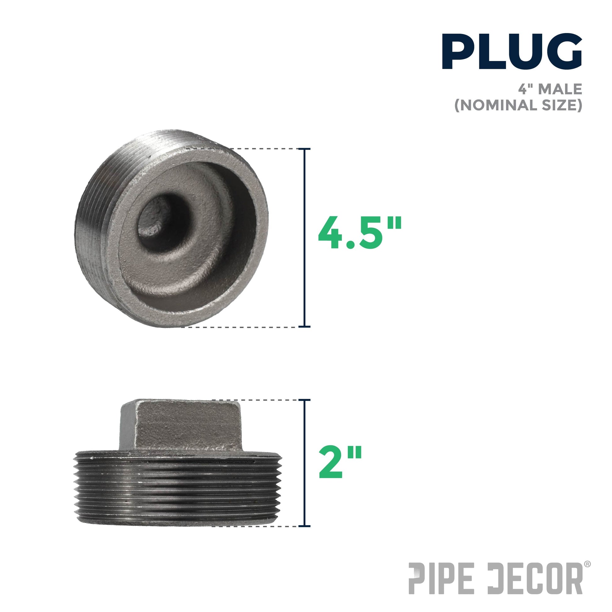 4 in. Black Plug PIPE DECOR